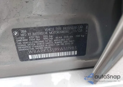 2009 BMW 328 Xi Sulev z USA, uszkodzony, nr VIN WBAPK53599A511983